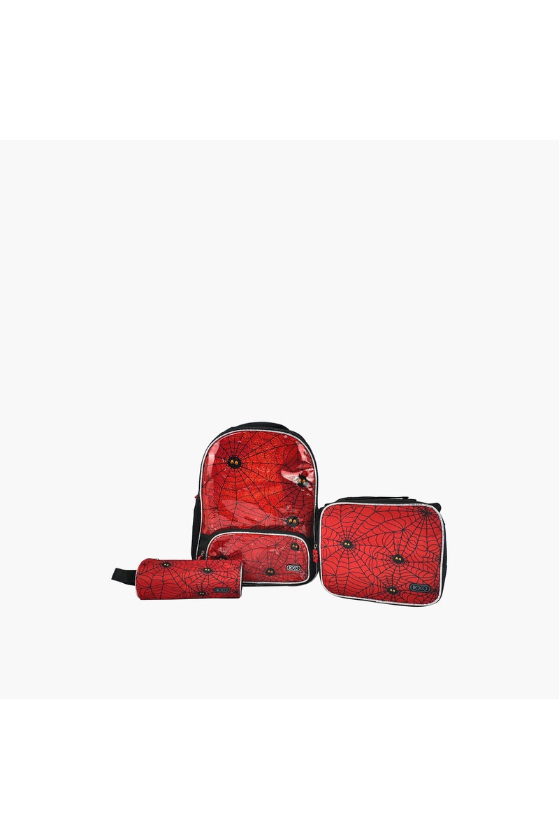 Spider Web Print 3-Piece Backpack Set - 16 inches